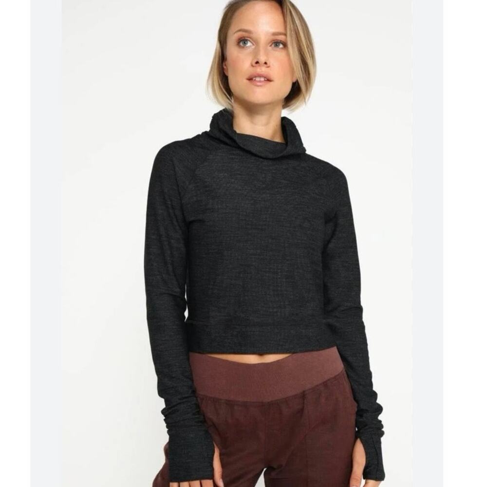 Prana Women’s Gleeson Top Turtleneck Long Sleeve Gray Casual Thumbholes small